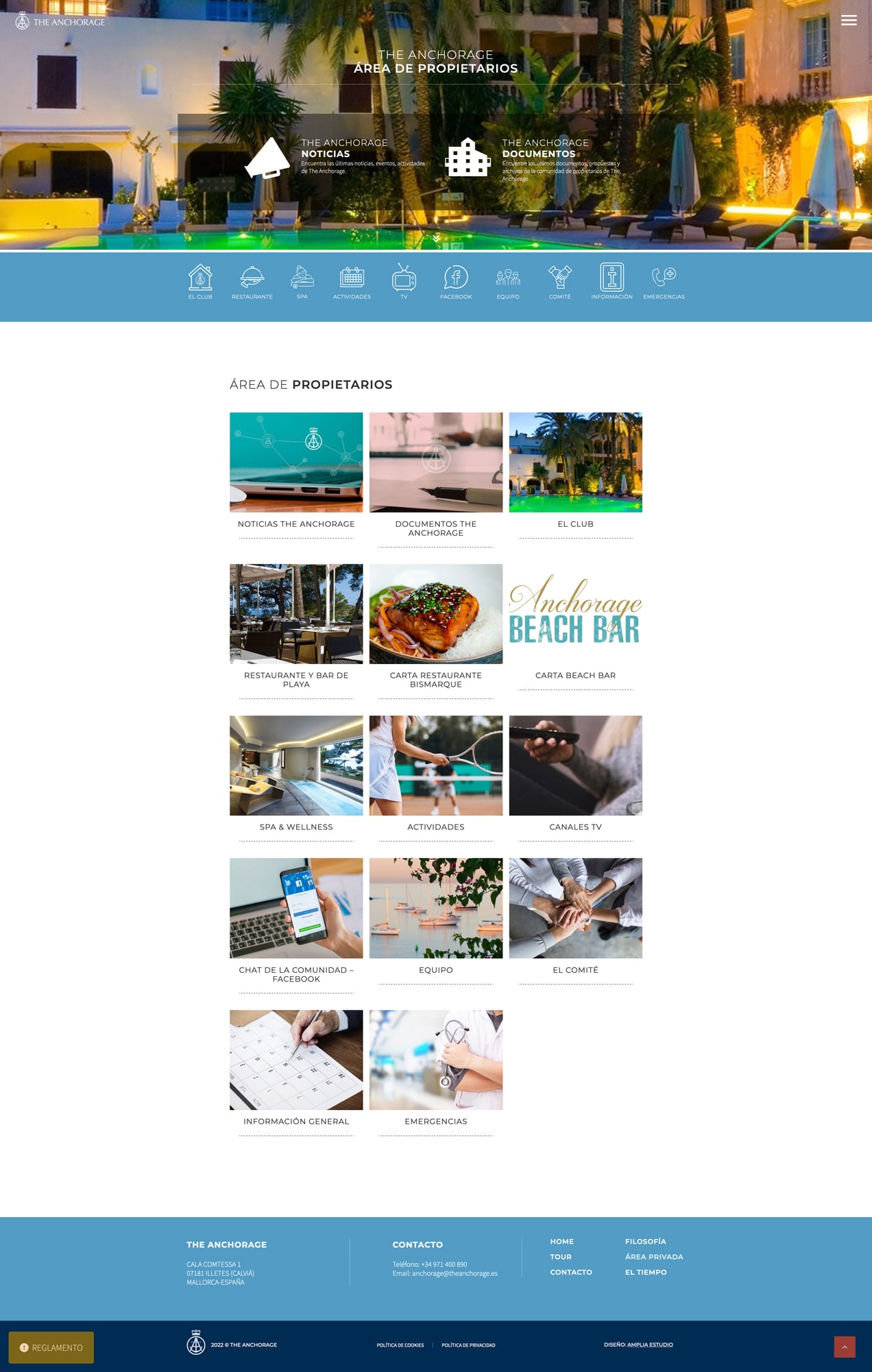 Diseño Web The Anchorage - Área de Propietarios