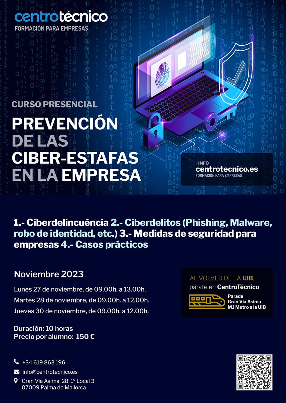Ciber Estafas, un curso de CentroTécnico Palma - Formación para empresas