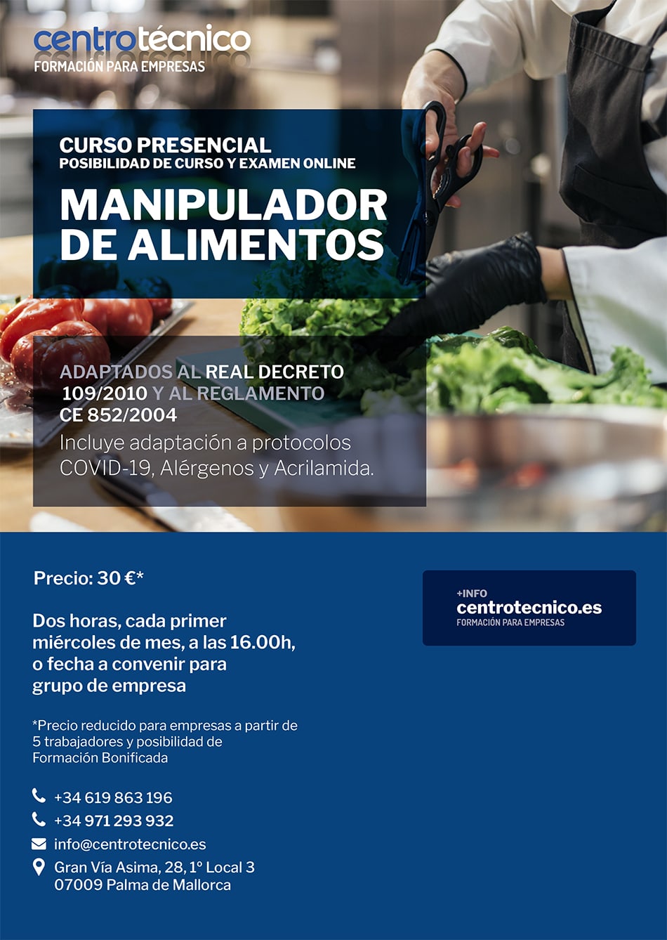 Manipulador de alimentos, un curso de CentroTécnico Palma - Formación para empresas